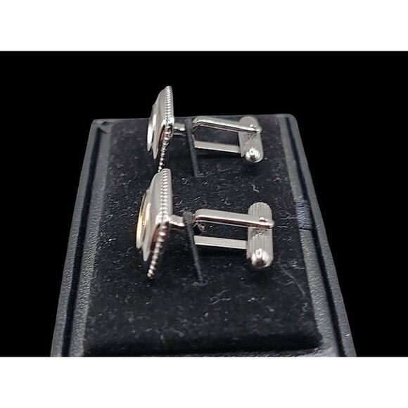 Burberrys London Mens Cufflinks Silver Plated Gold Tone Royal Knight Scene 1980a - Picture 3 of 12